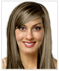 Straight bridal hairstyle with bangs